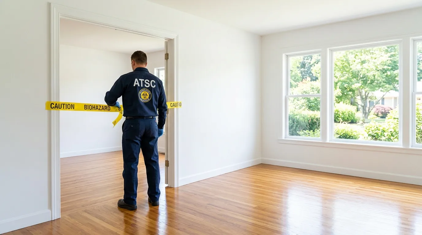 Certified biohazard cleanup crew performing Trauma Scene Cleanup in Tipton